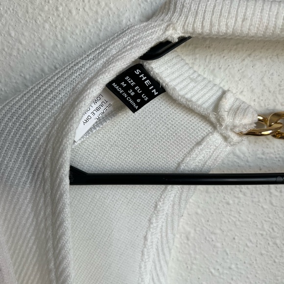 shein bolero shoulder shrug jacket shawl long sleeve cardigan with chain size m - Picture 3 of 3